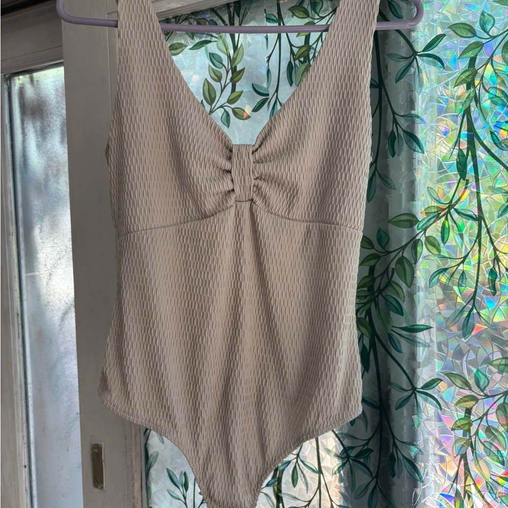 Blue Rain Textured Cream Bodysuit